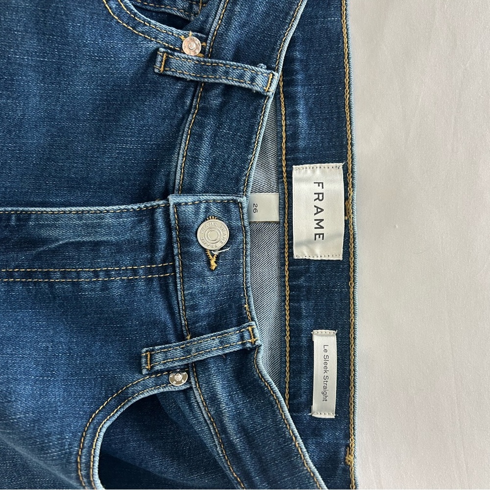 Frame Denim Straight Leg Jeans in Dark Blue - Picture 2 of 2